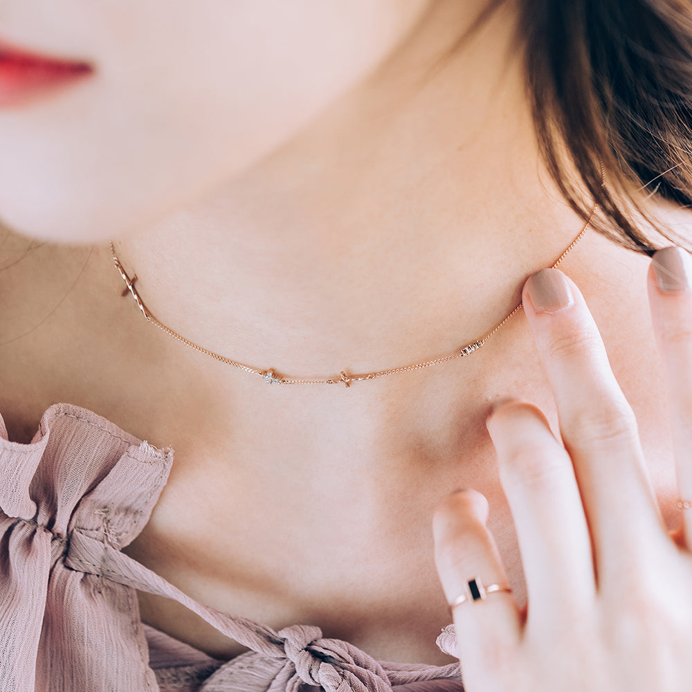 GOLD grey diamond A+++ CHOCKER 14K 18K anniversary gift custom