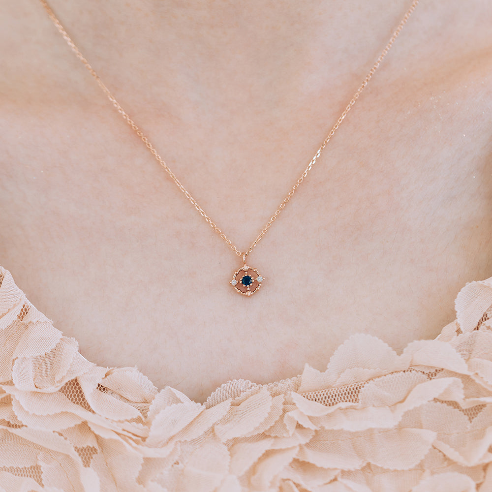 Sapphire Grey diamond A+++ Gold 14K 18K necklace korea jewerly