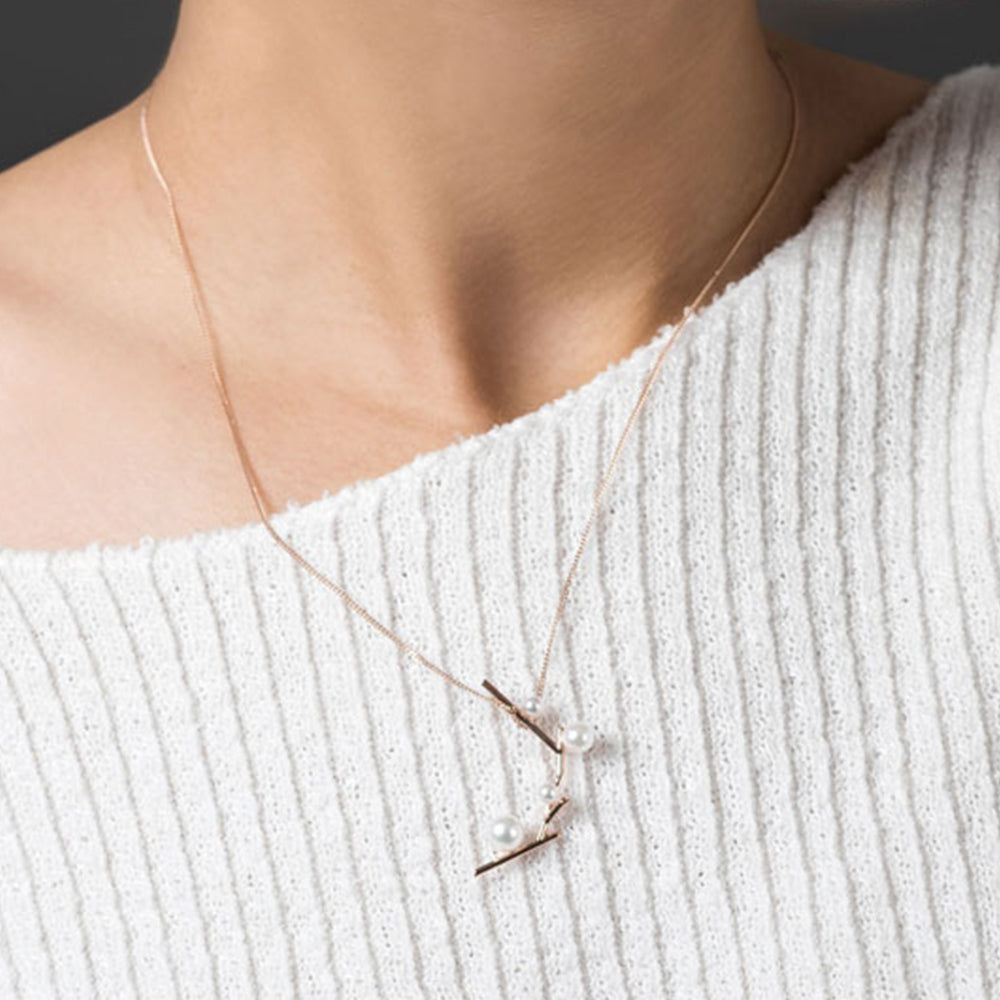 14k 18k sea-grown cultured pearl necklace gold daily leaf gift