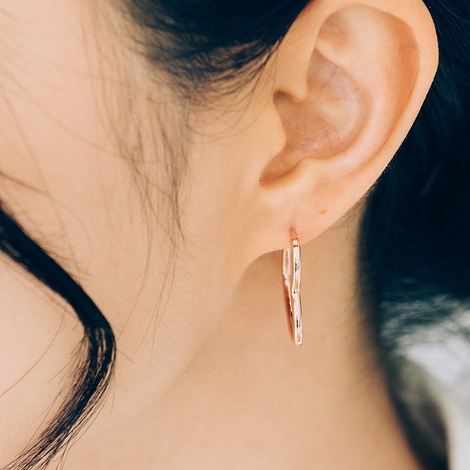 14k 18k gold one-touch hoop earring heart unique women custom jewerly