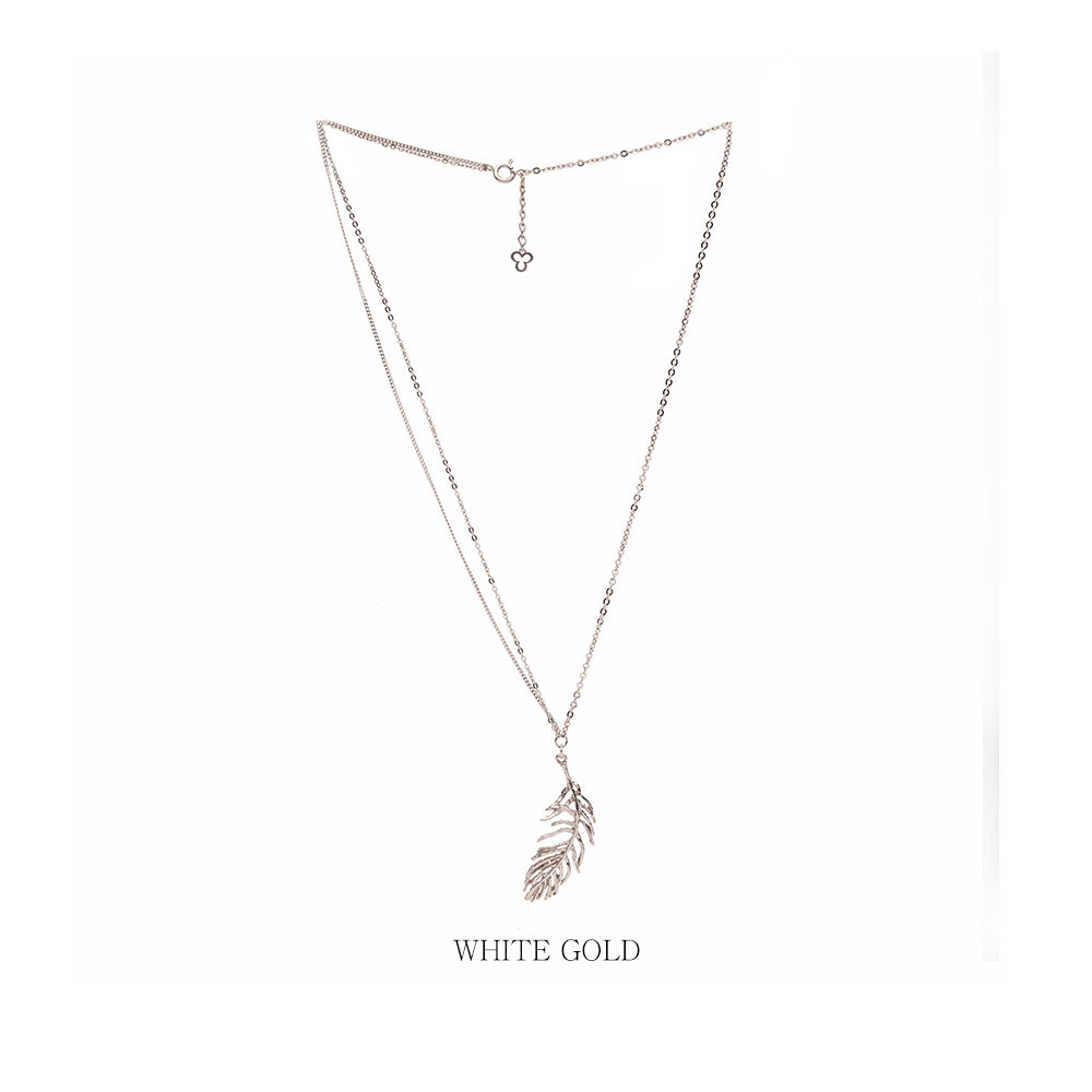 14K 18K unbalance chain leaf NECKLACE gift wedding