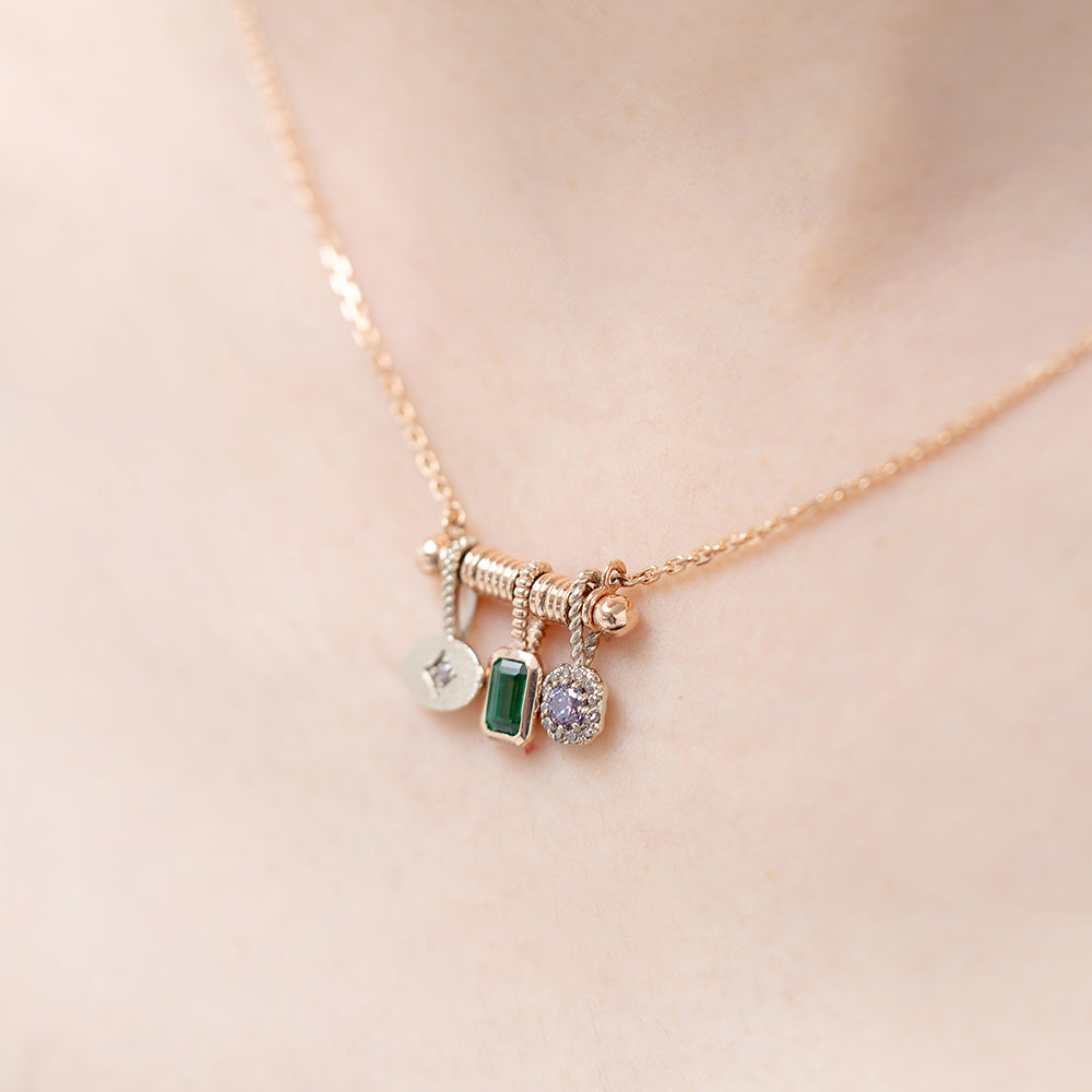 bold pando style luxury GOLD necklace 14k 18k daily gift stone