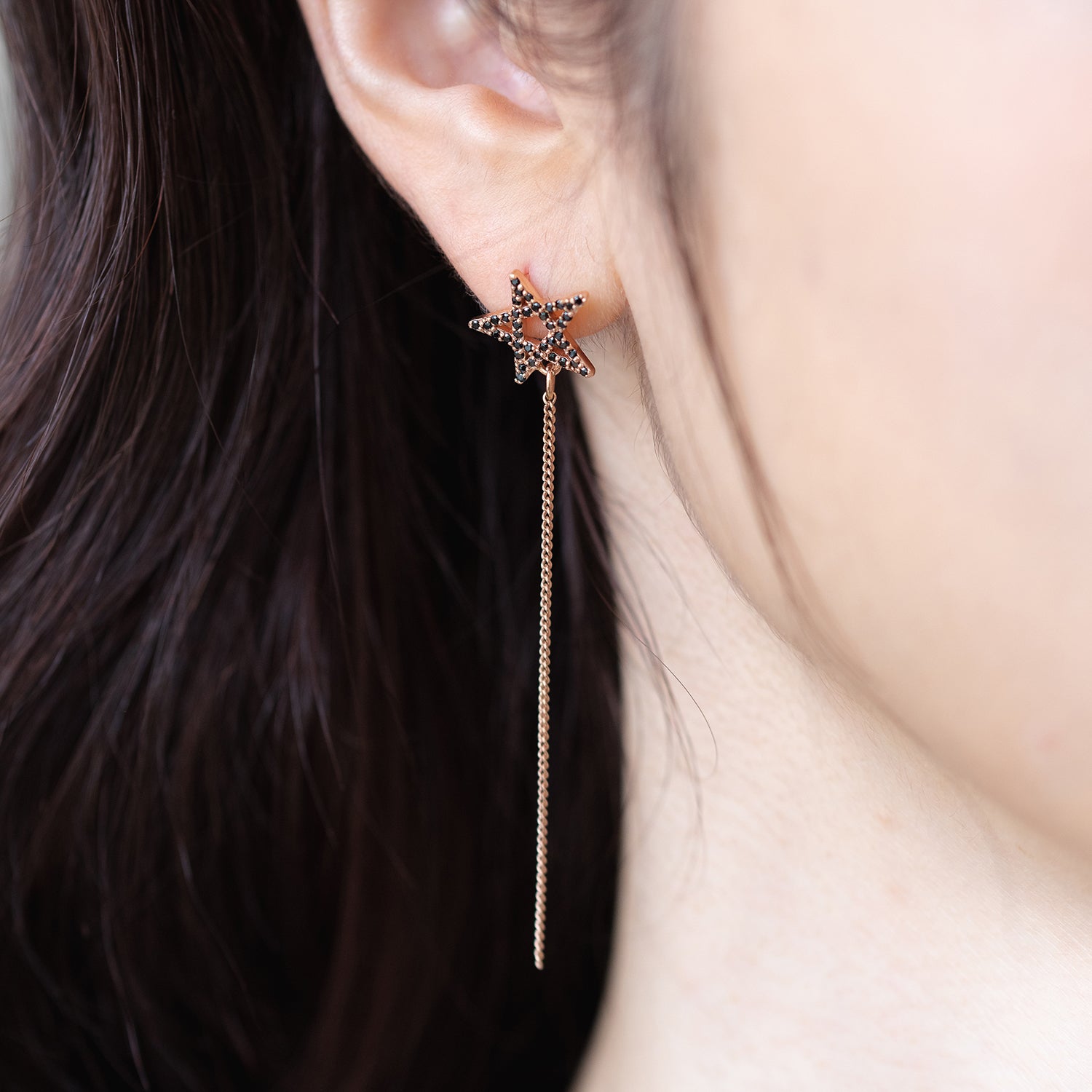 14k gold long earring 18k stars design handmade K jewellery jewelry