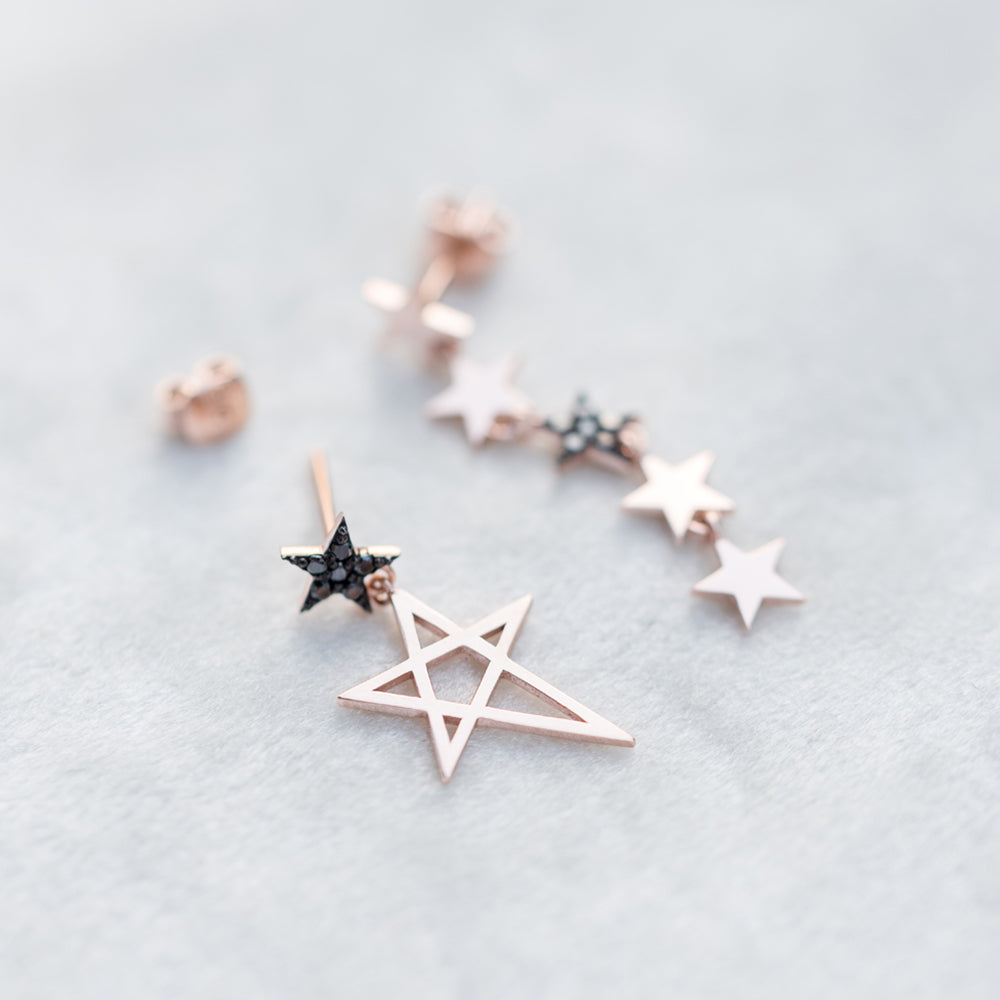 14k 18k black diamond gold earring blackQ signity