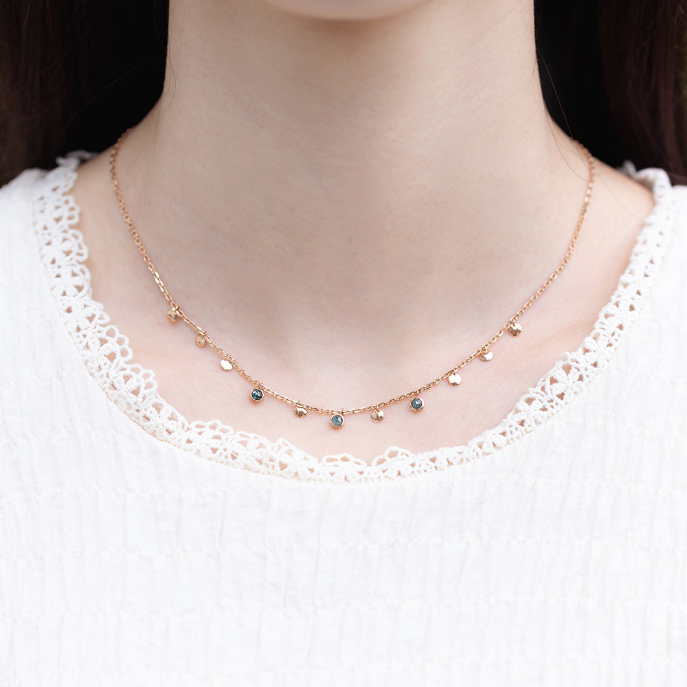 GOLD blue rough diamond A++ necklace drop design