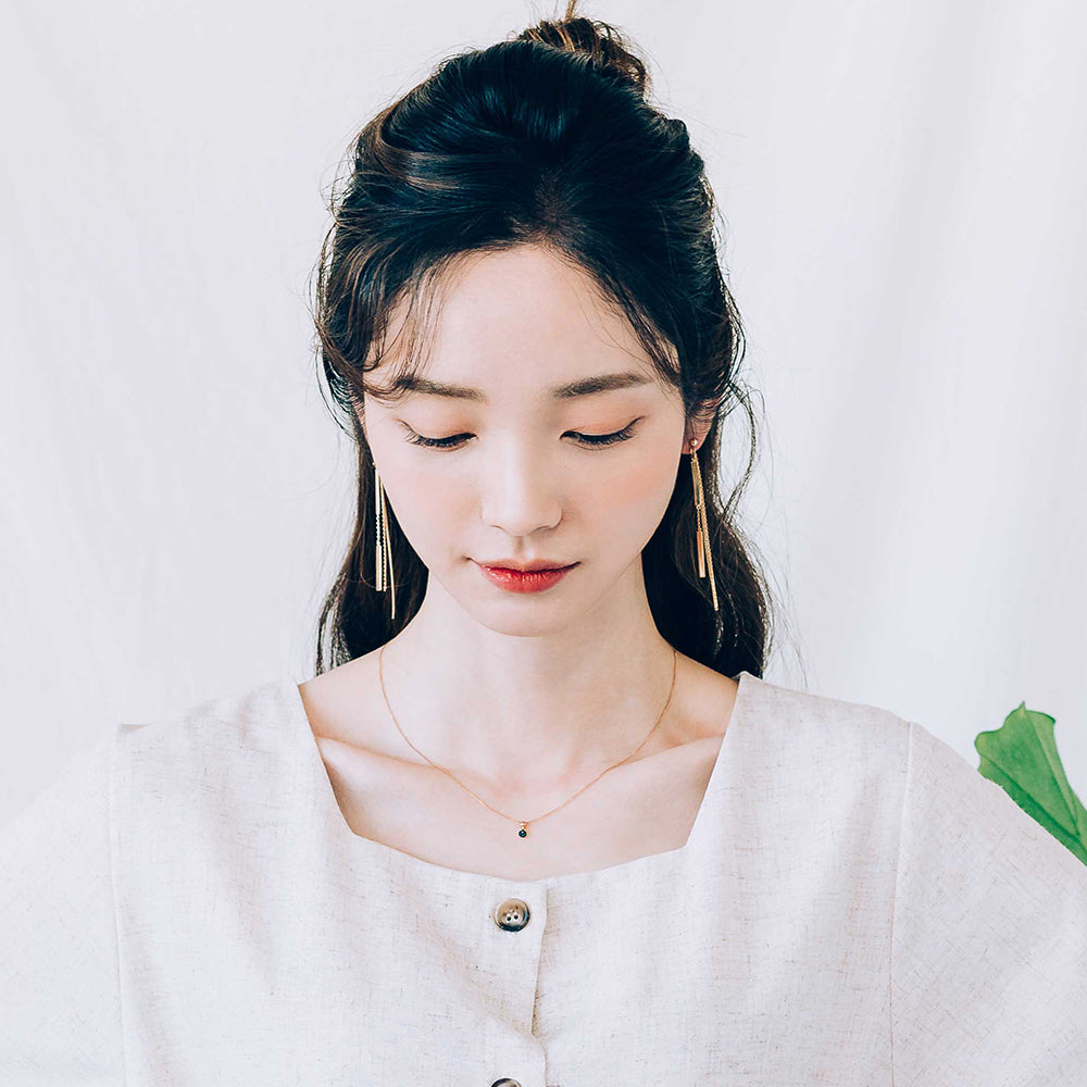 14K long chain gold earring bold women 18K earring jewellery jewelry