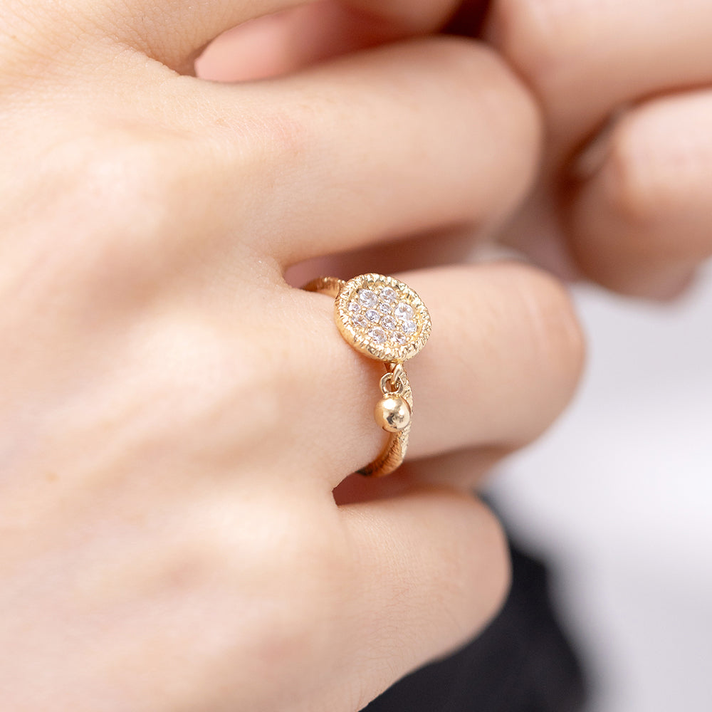 gold diamond wedding charm Dangle Ring vintage handmade korea ring 14k 18k