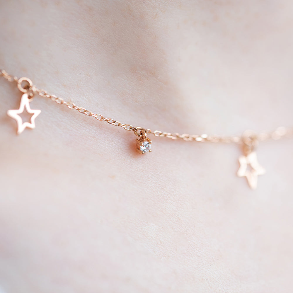 star chain necklace signity gold chocker 14k 18k girlfriend gift