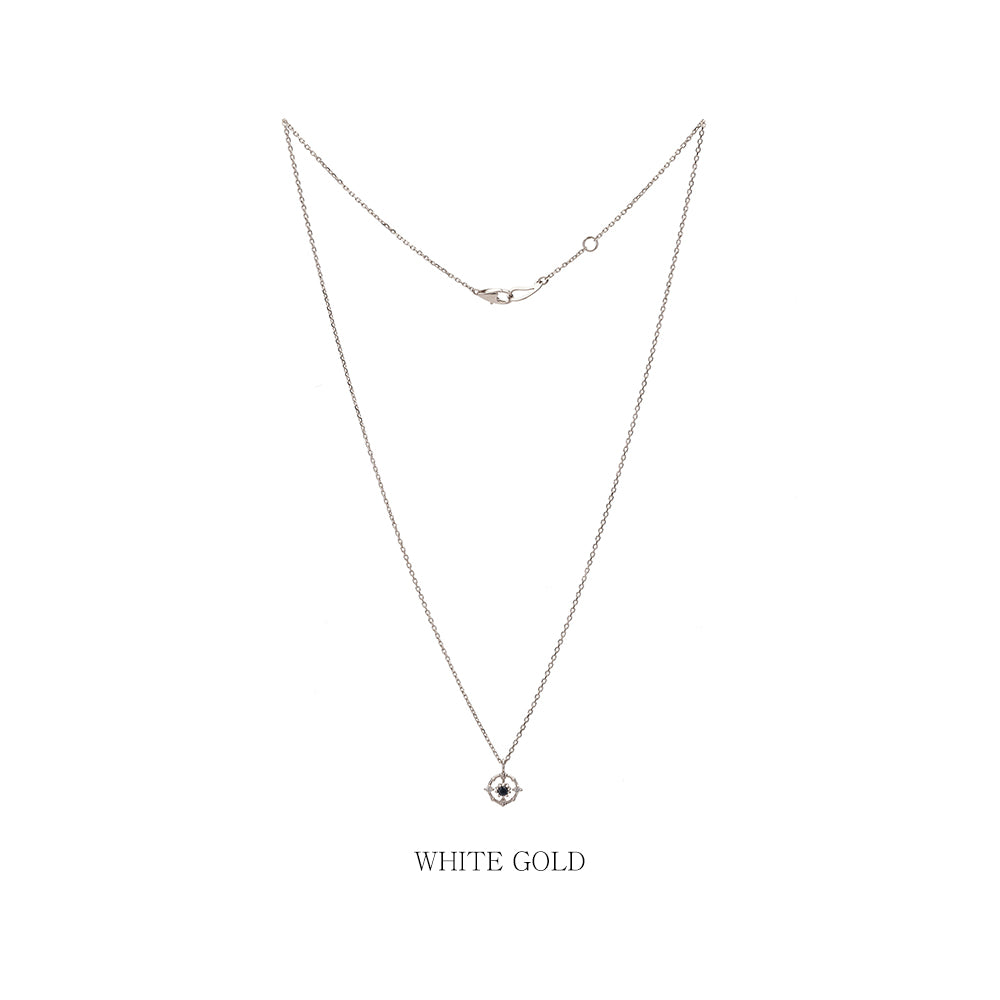 Sapphire Grey diamond A+++ Gold 14K 18K necklace korea jewerly