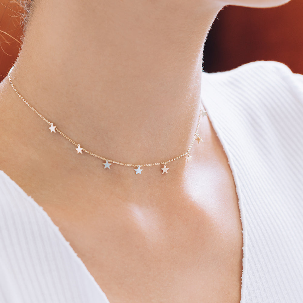 gold star chocker necklace 14k 18k GOLD girt 20s30s daily simple
