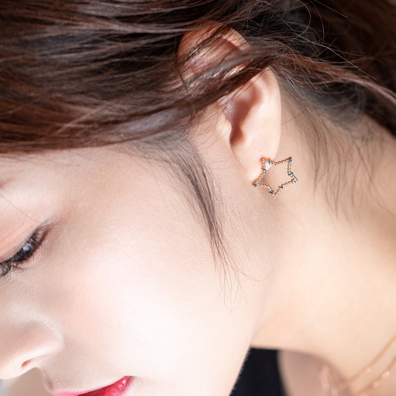 14k 585 blue diamond gold earring blueQ signity earring 18k 750