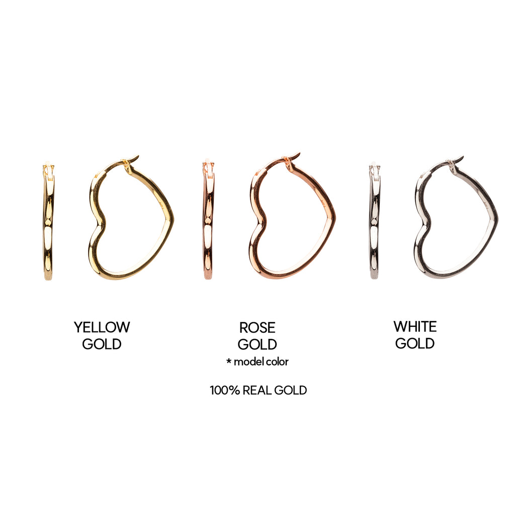 14k 18k gold one-touch hoop earring heart unique women custom jewerly