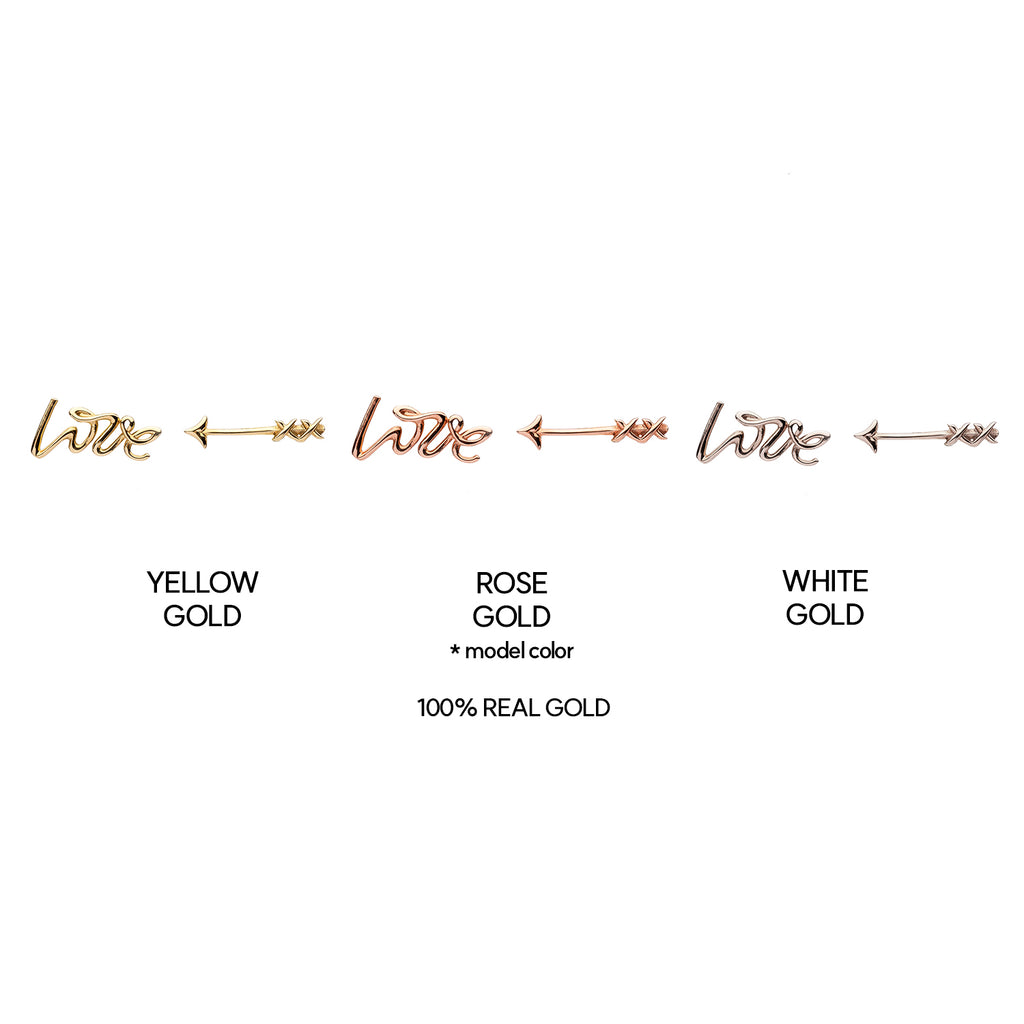 lattering estilo LOVE cupit gold earring 14k 18k GOLD