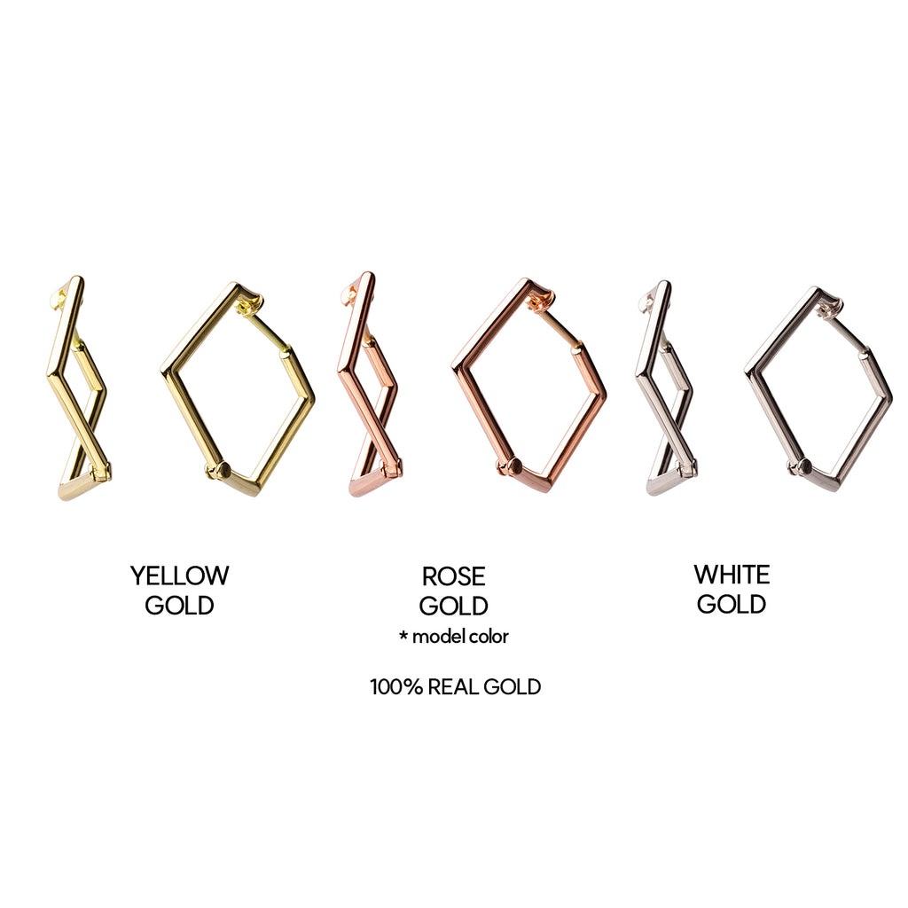 14k 18k gold one-touch hoop gold earring 585 750