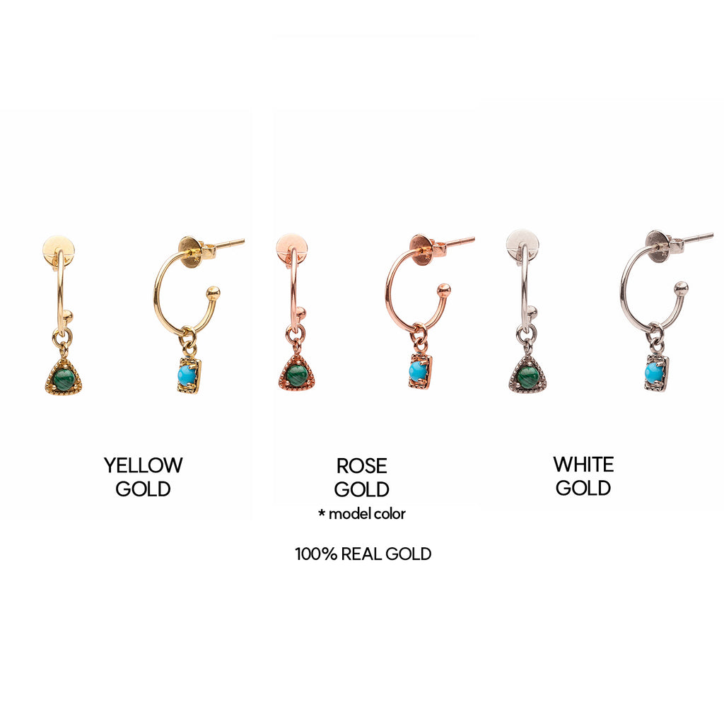 14k 18k gold earring  malachite turquoise K jewellery jewelry