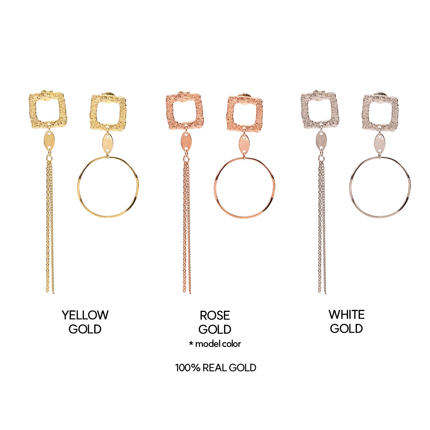 14k 18K unbalance gold earring long chain K jewellery jewelry