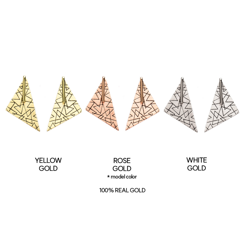 14k gold big earring 18k unique women earring