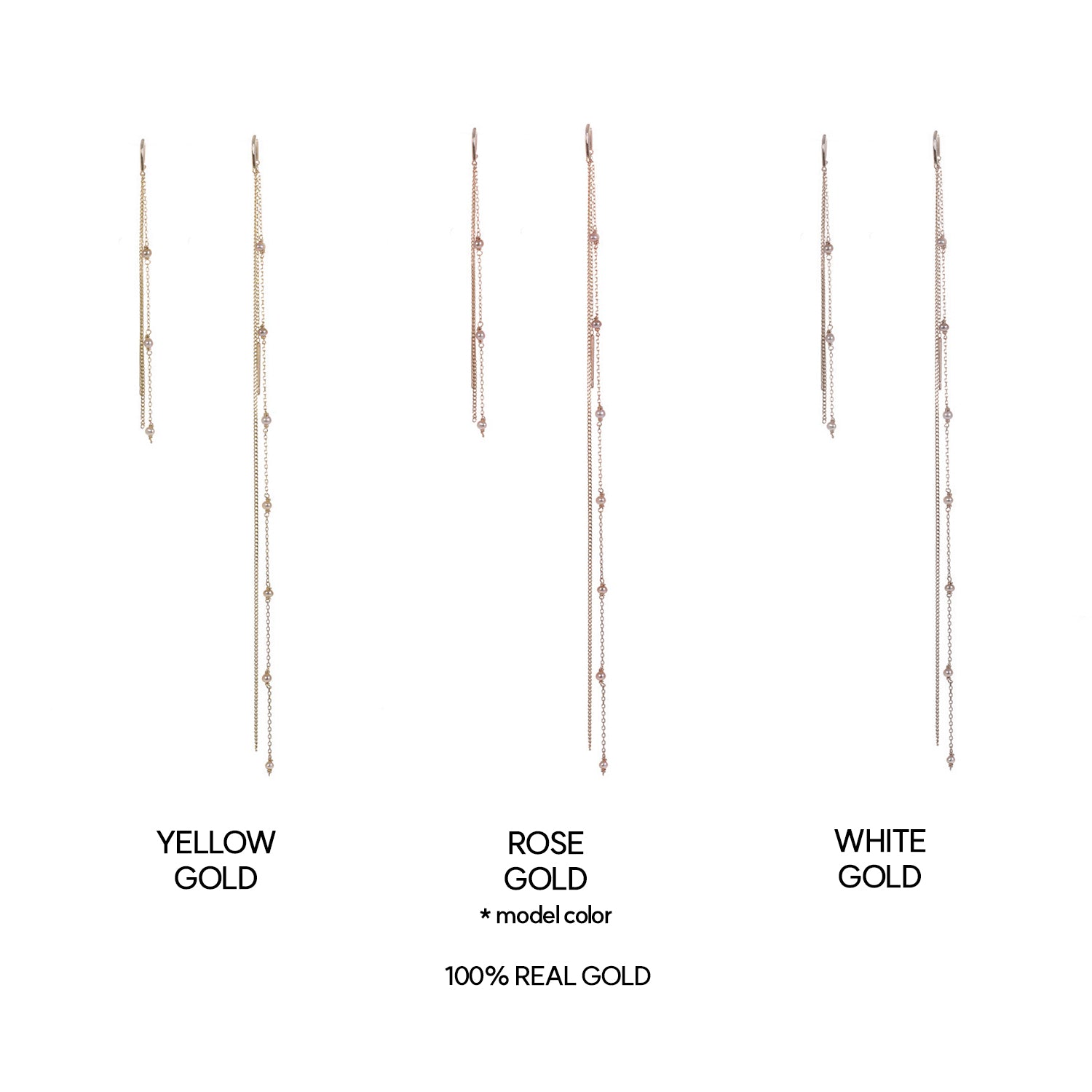 14k 18k unique pearl drop long earring beauty gold K jewellery