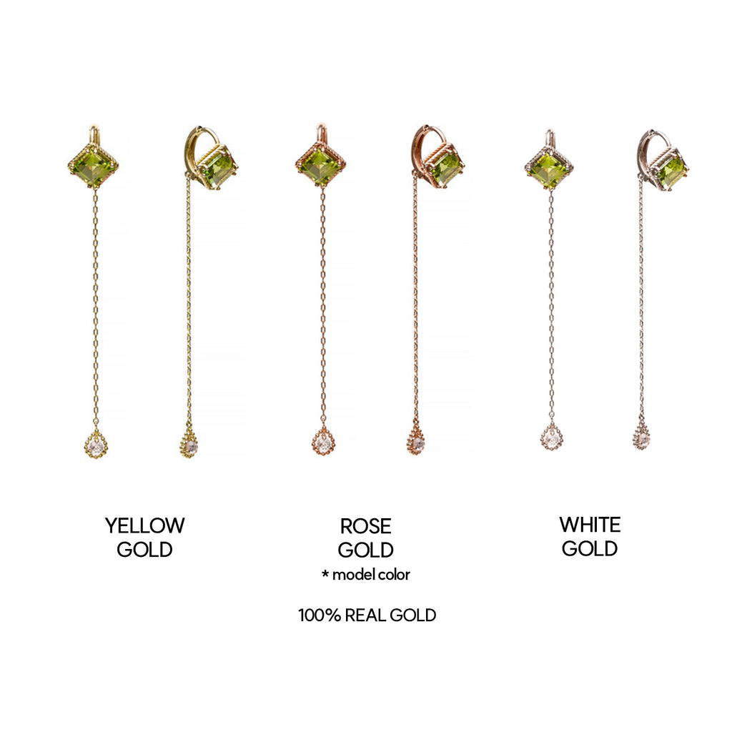 14k 18k Peridot rough diamond A+++ GOLD K jewerly earring