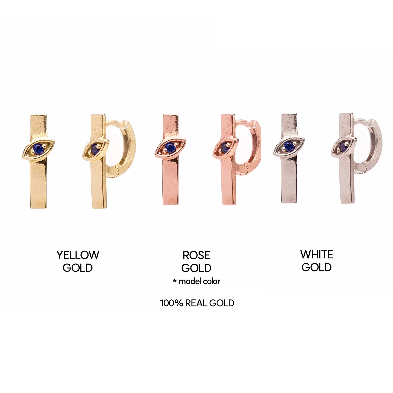 14k one-touch gold earring 18k blue stone sapphire earring jewellery jewelry