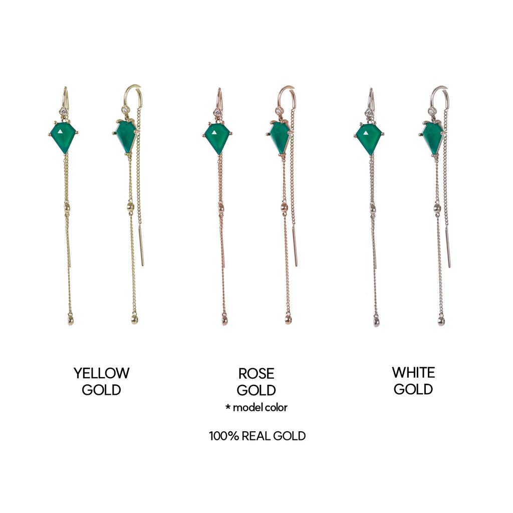 14k 18k gold chain green onix earring  K jewellery jewelry