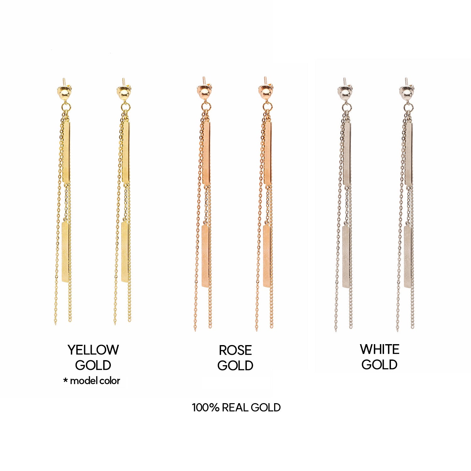 14K long chain gold earring bold women 18K earring jewellery jewelry