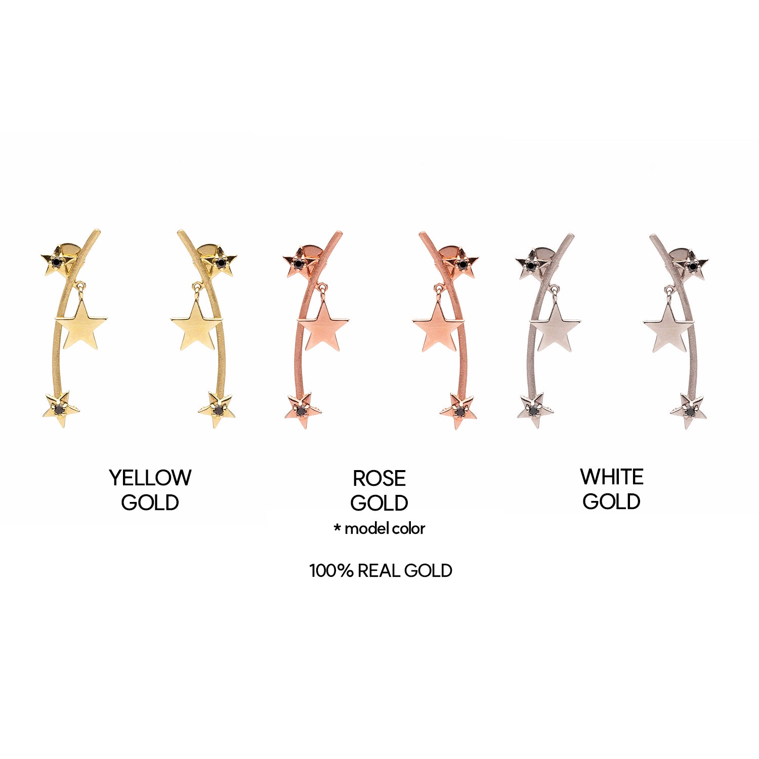 14k gold earring black diamond simple women gift K jewelry jewellery