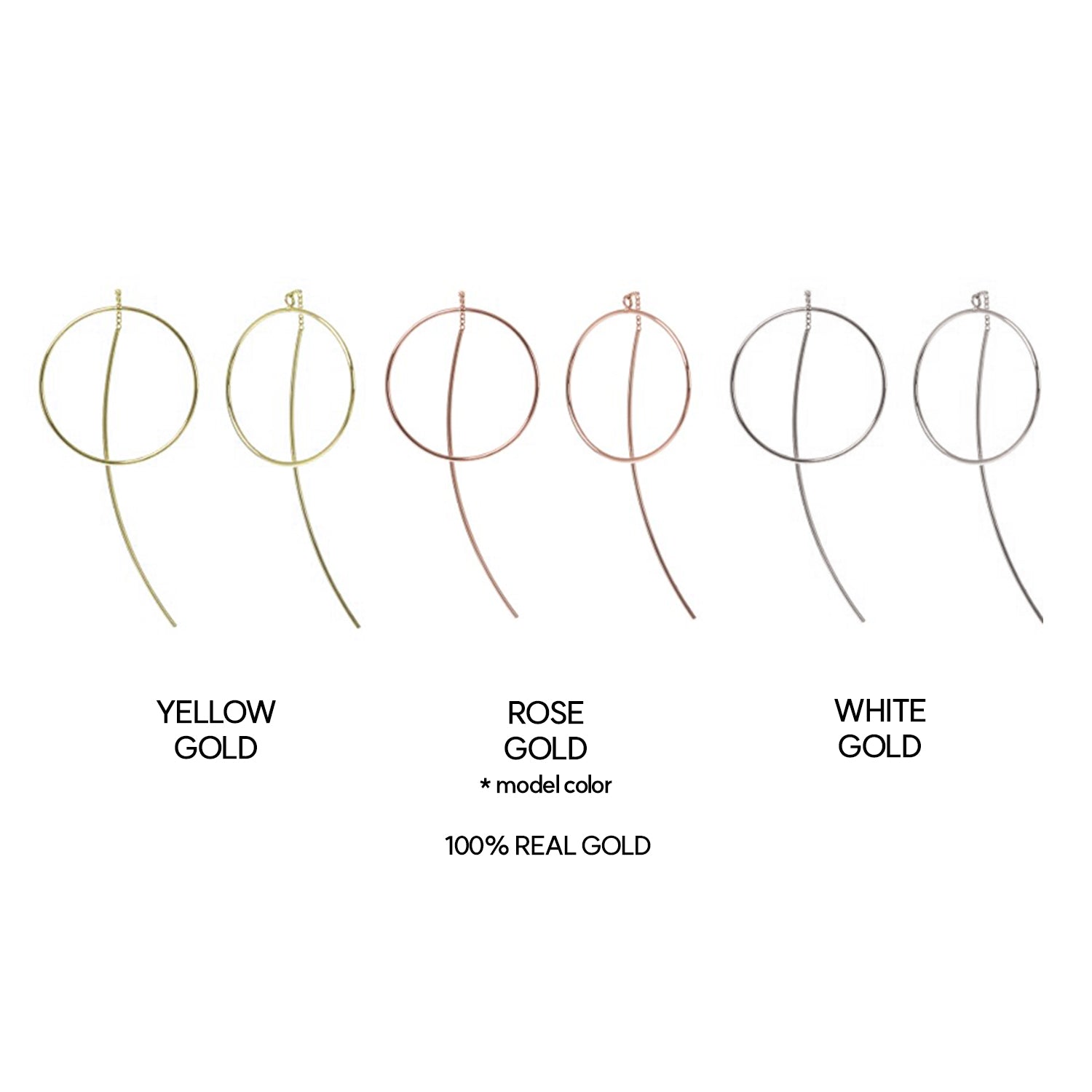 14k gold drop earrings 18k round ring earring long women 585 750 gift