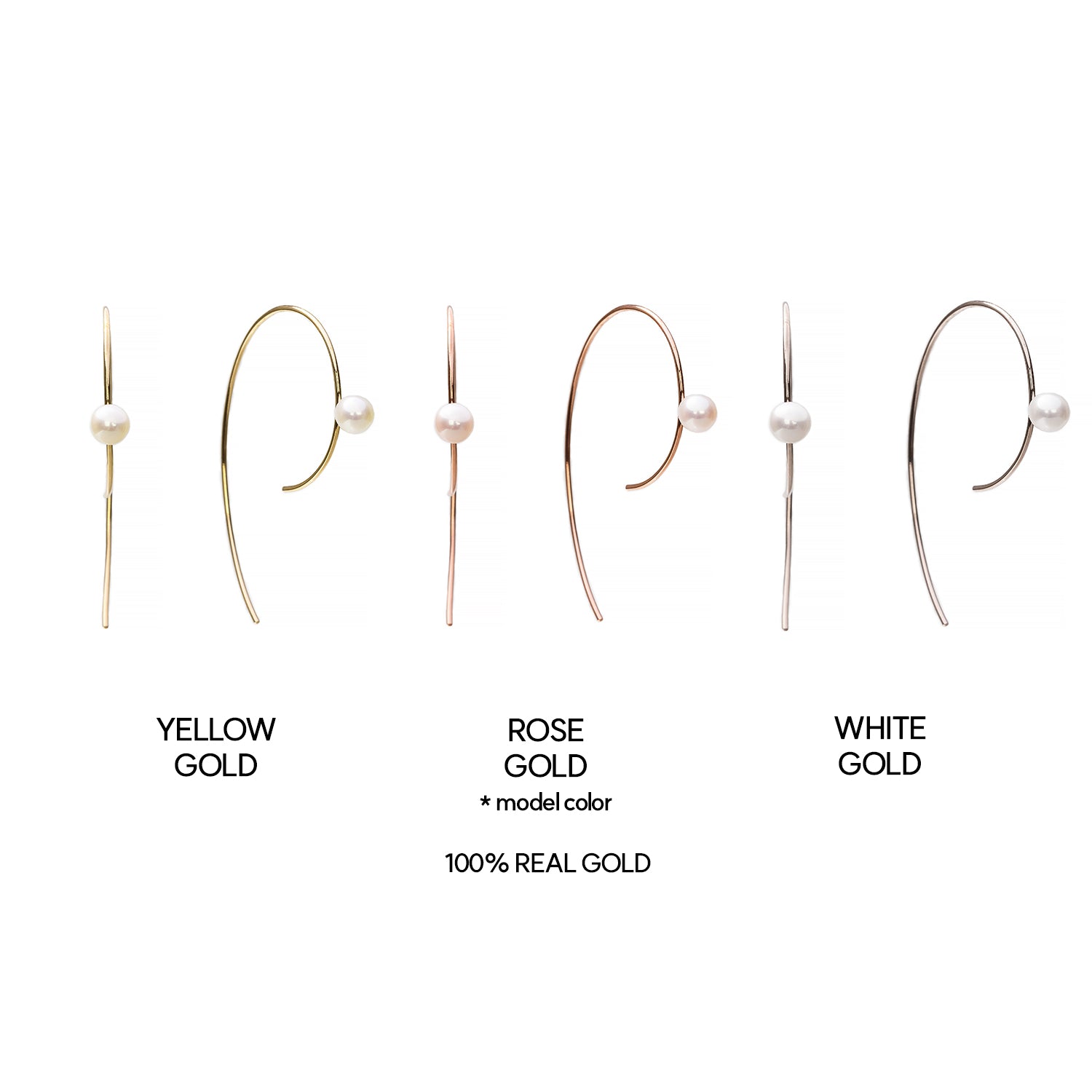 14k gold pearl earrings 18k round ong women Genuine cultured pearl