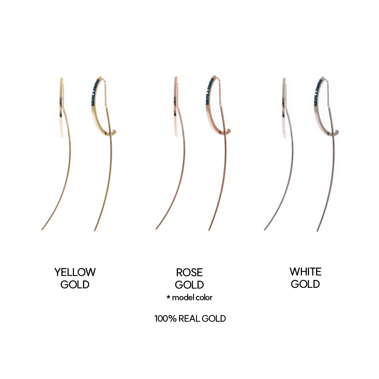 14k blue stone earring 18k blue diamond unbalance dropearring