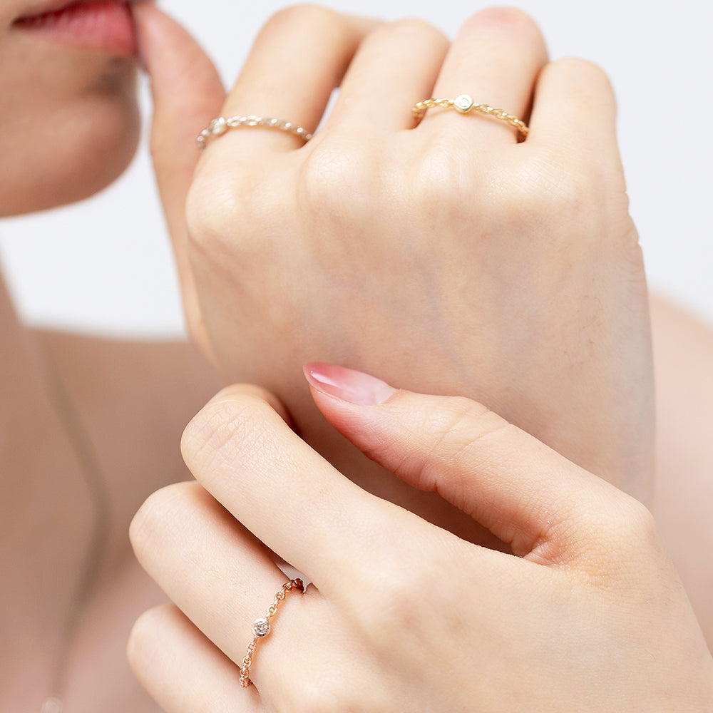 gold diamond chain ring cognac A+++ couple ring