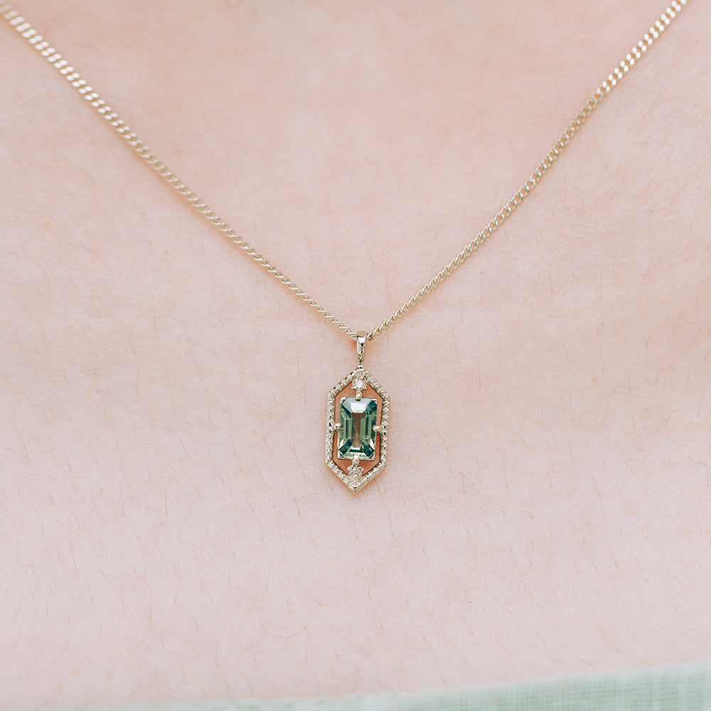 14k 18k green sapphire diamond A+++ simple wedding gift gold necklace