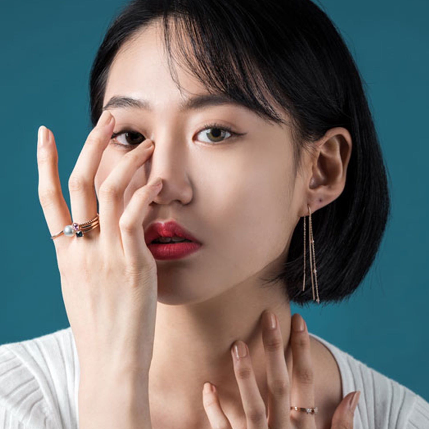 14k 18k unique pearl drop long earring beauty gold K jewellery