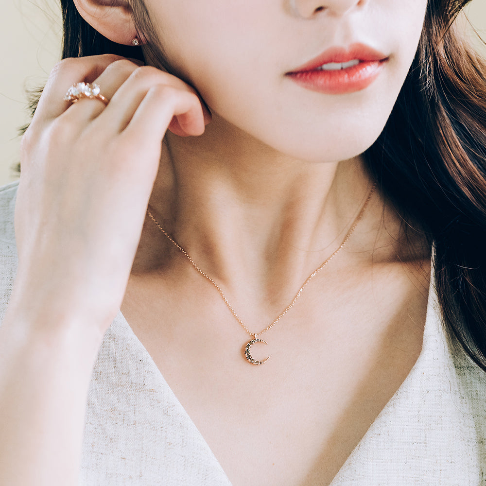 14k 18k moon gold necklace girlfriend gift anniversary