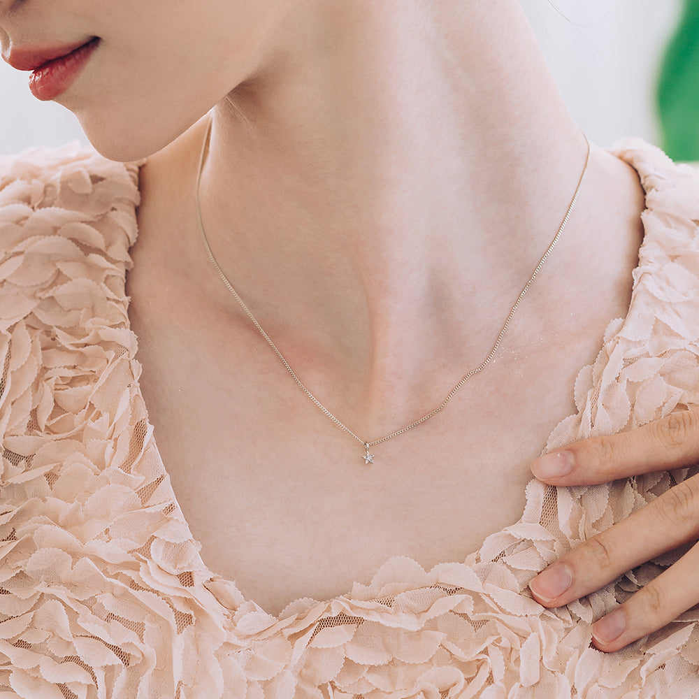 star minimal necklace cognac diamond A+++ gold 14k 18k