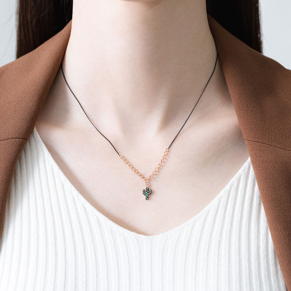 green diamond A+++ cactus gold necklace 14k 18k