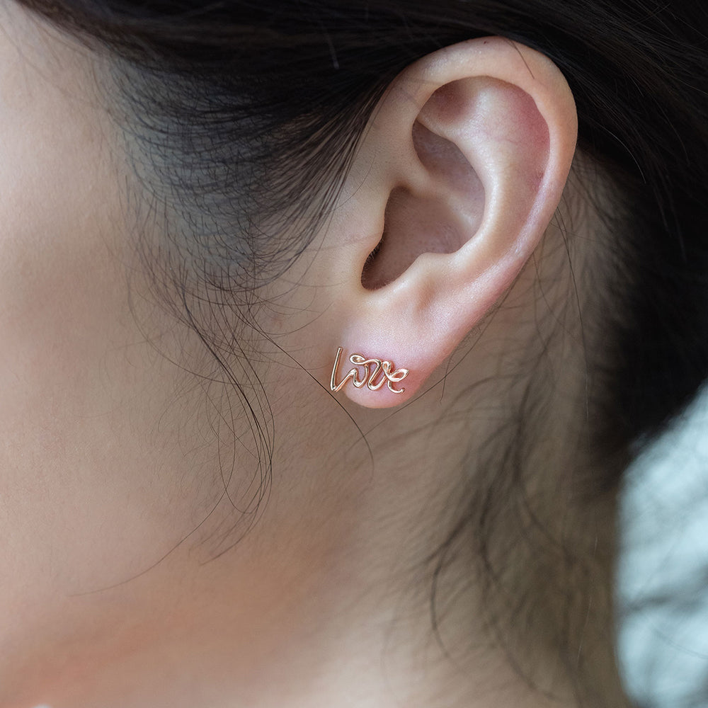 lattering estilo LOVE cupit gold earring 14k 18k GOLD