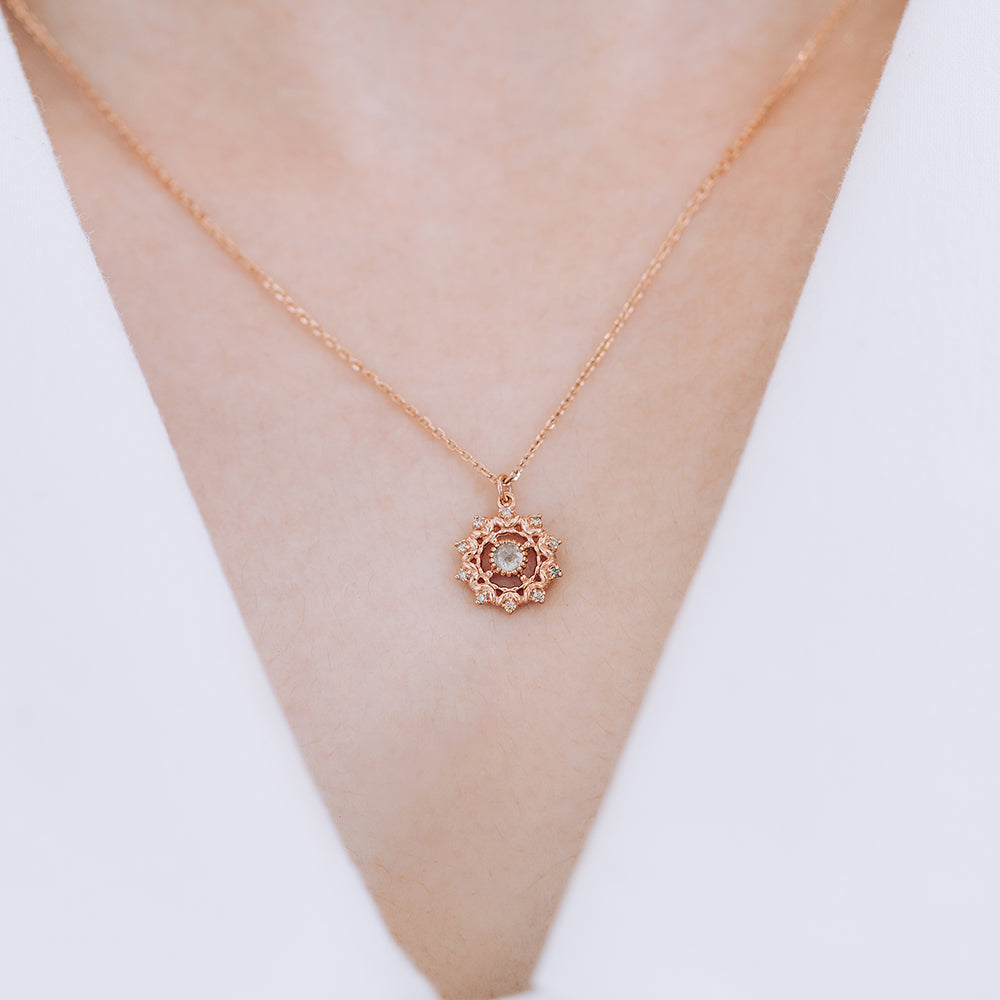 grey rough diamond cognac diamond gift gold necklace 14k 18k