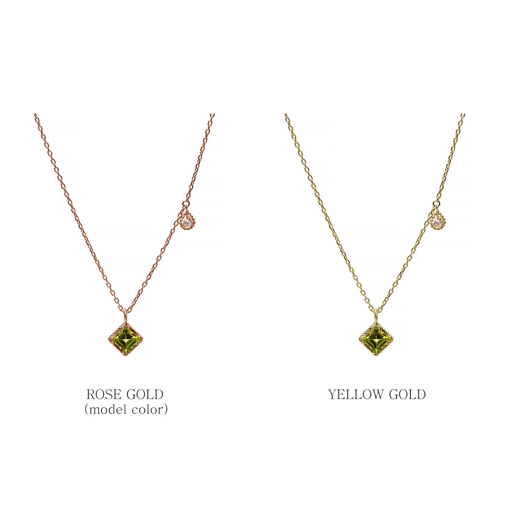 14k 18k peridot A+++ chain gold necklace gift rough diamond