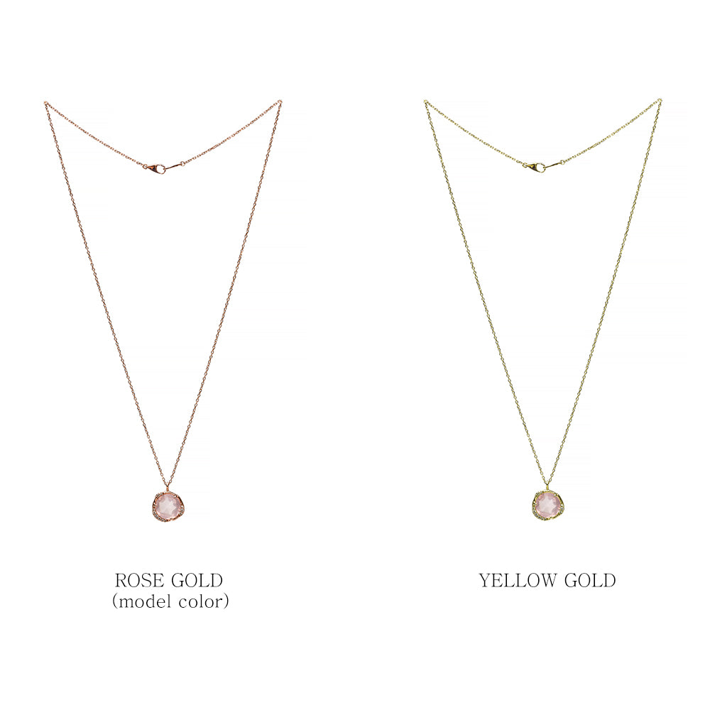 14k 18k Rose Quartz(pink an amethyst) gold NECLACE korea jewerly