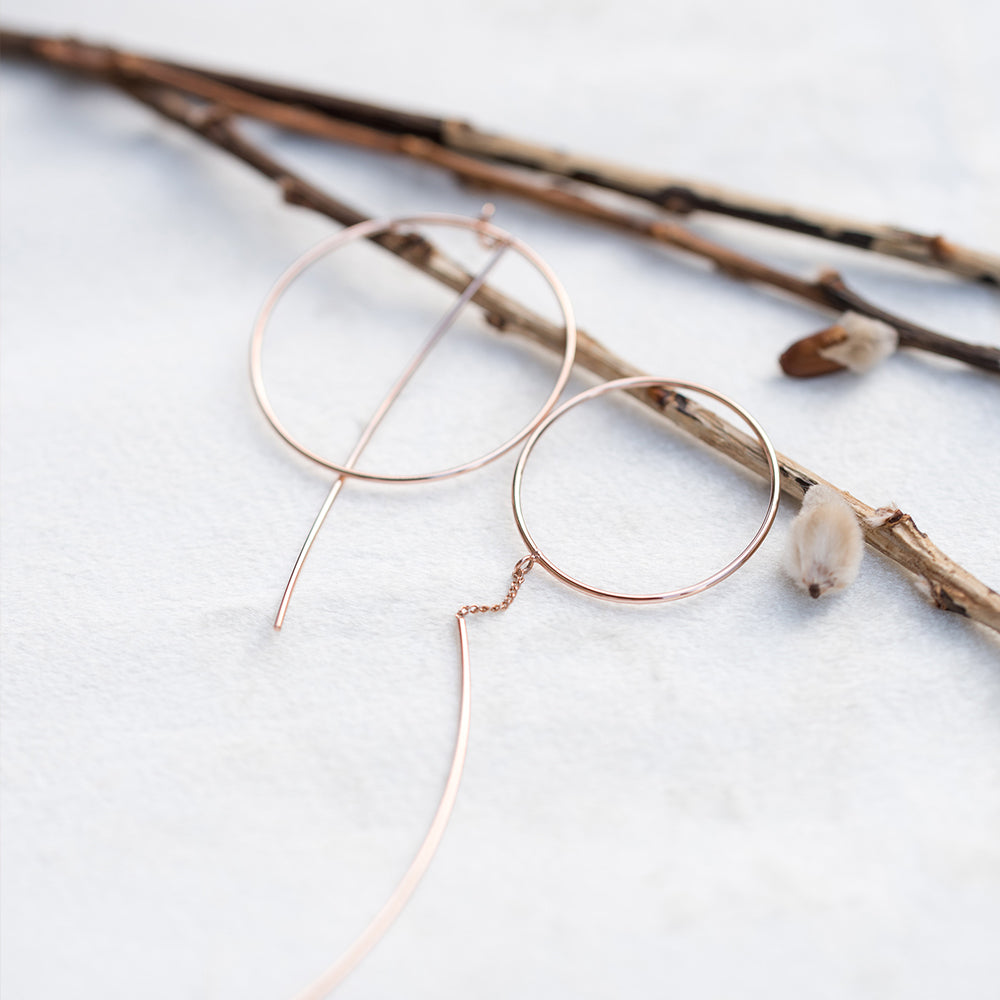 14k gold drop earrings 18k round ring earring long women 585 750 gift