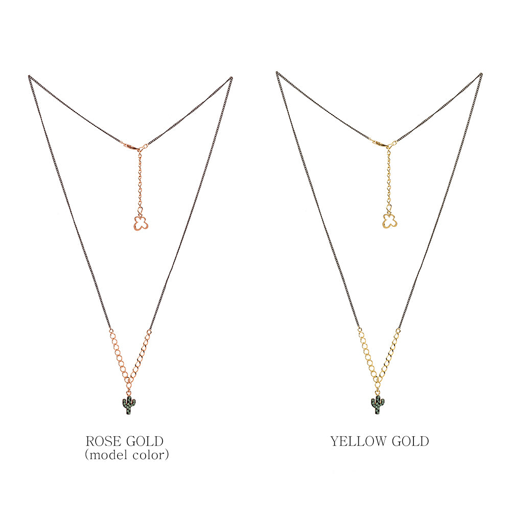 green diamond A+++ cactus gold necklace 14k 18k