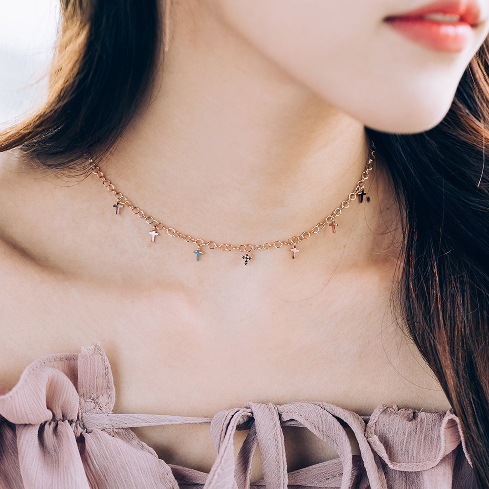 14k 18k black diamond GOLD chocker necklace chain handmand korea