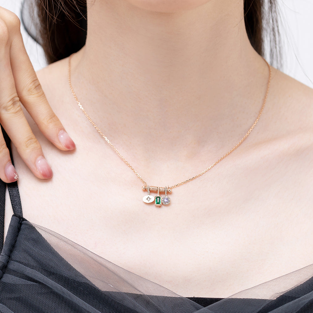 bold pando style luxury GOLD necklace 14k 18k daily gift stone