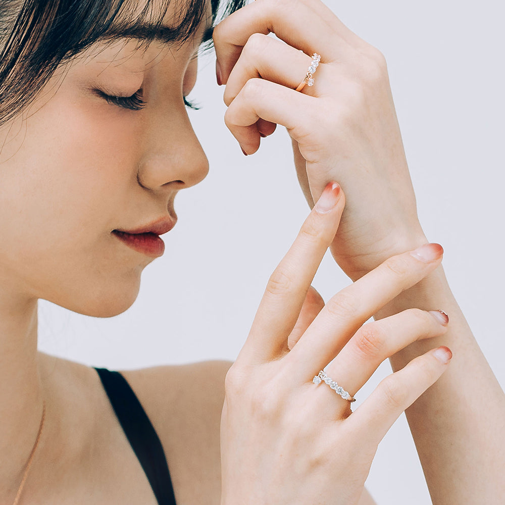 gold 0.10 ct diamond charm dangle ring wedding ring 14k 18k gift