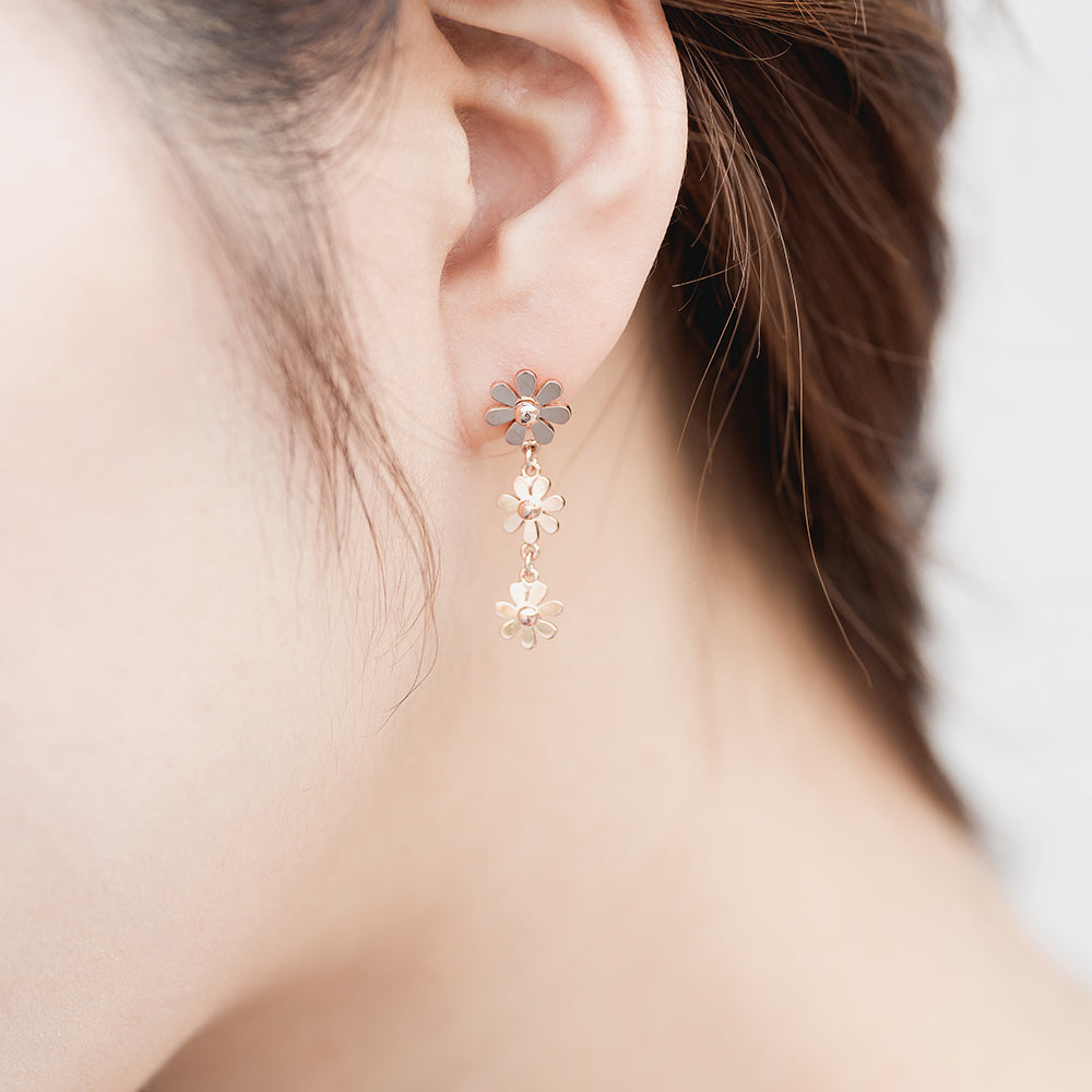 14K gold earring 18K diamond custom flower drop earring korea jewelry