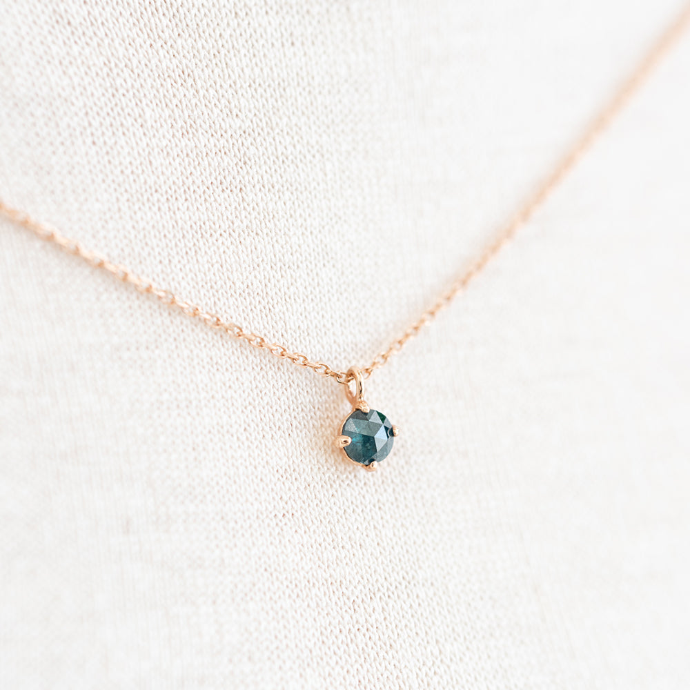 0.2 carat diamond blue rough rose cut dia necklace anniversary gift