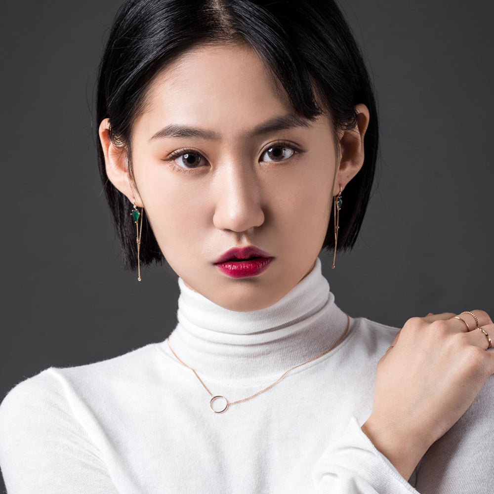 14k 18k gold chain green onix earring  K jewellery jewelry