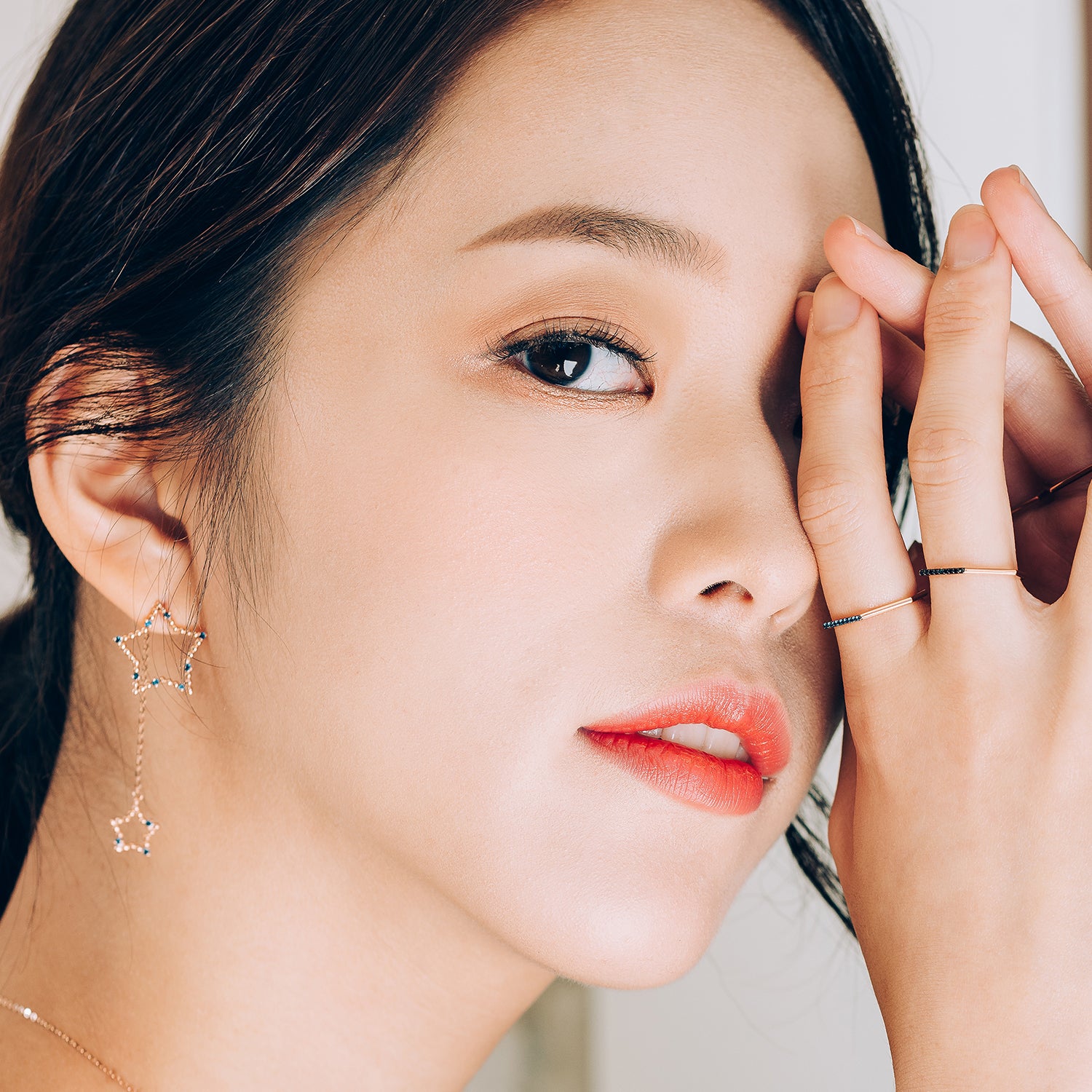 14k 585 blue diamond gold earring blueQ signity earring 18k 750