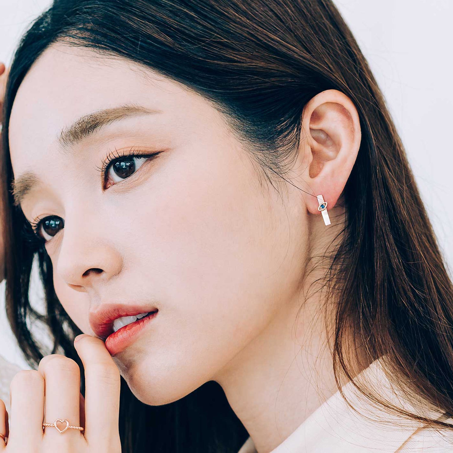 14k one-touch gold earring 18k blue stone sapphire earring jewellery jewelry